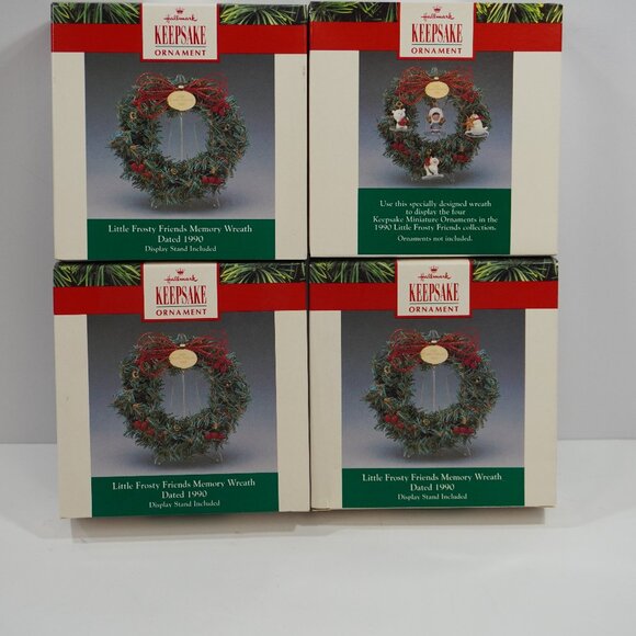 Lot of 4 1990 Hallmark Little Frosty Friends Memory Wreath - Picture 1 of 10